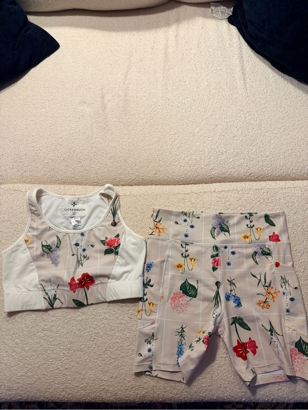 Tuckernuck Cream Floral Performance Crop Top & Shorts Set
